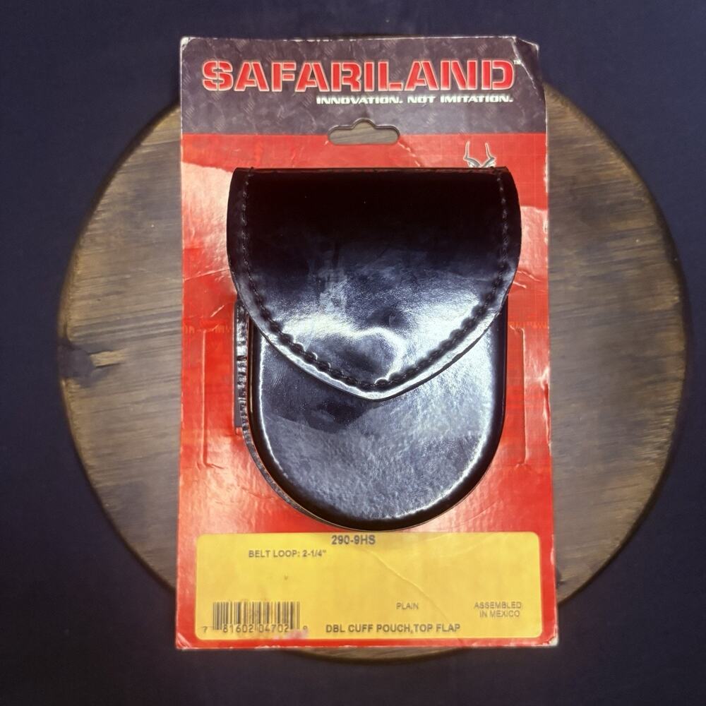 Safariland 290 Double Handcuff Pouch Shinny Leather Hidden Snap 2.25" Belt Loop